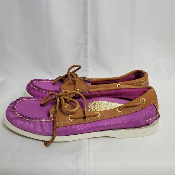 Sperry Purple Glitter Boat Shoes SZ 6.5 - Picture 1 of 6
